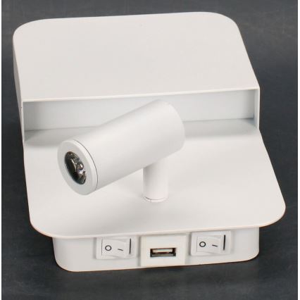 Lucide 79200/08/31 - LED Nástěnné svítidlo BOXER LED/5W/230V + LED/5W USB bílá