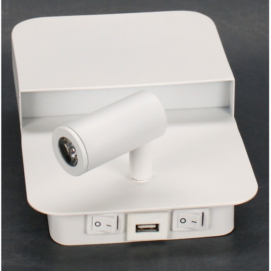 Lucide 79200/08/31 - LED Nástěnné svítidlo BOXER LED/5W/230V + LED/5W USB bílá