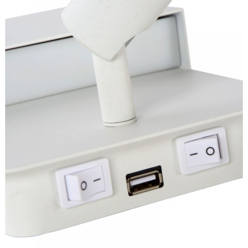 Lucide 79200/08/31 - LED Nástěnné svítidlo BOXER LED/5W/230V + LED/5W USB bílá