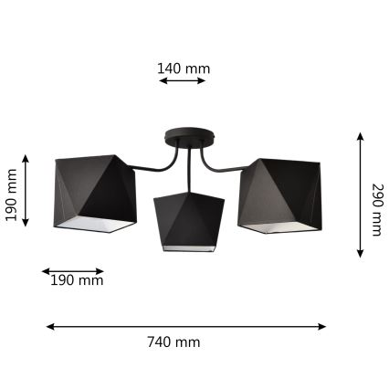 Lustr ADAMANT 3xE27/15W/230V černá