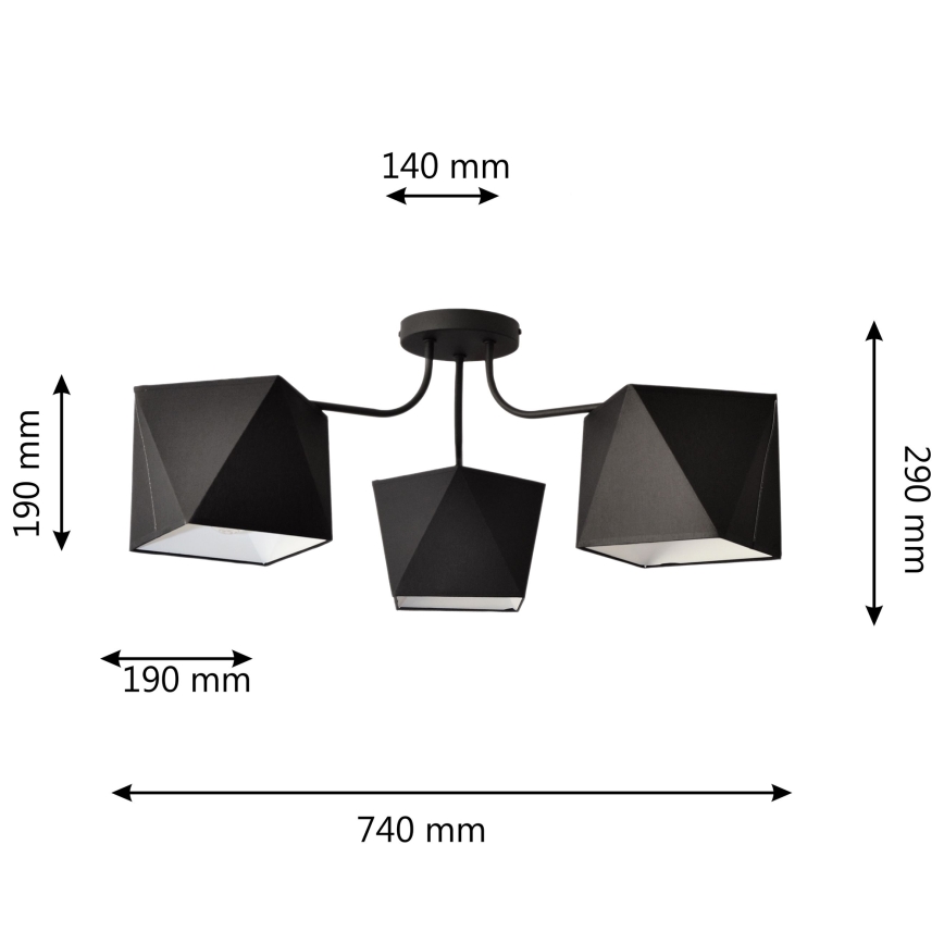 Lustr ADAMANT 3xE27/15W/230V černá