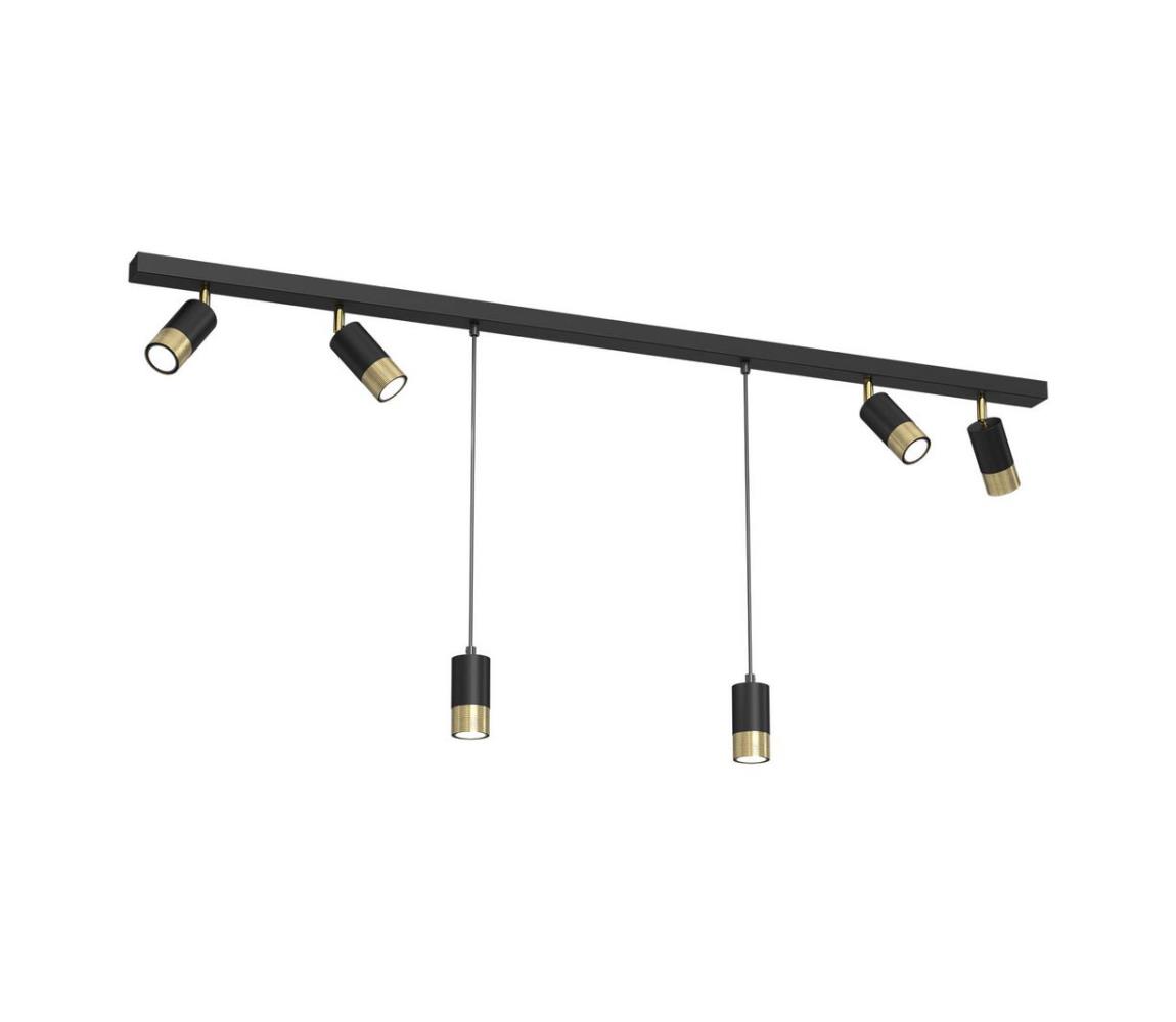 Luminex Lustr LINK 6xGU10/8W/230V 150 cm černá/mosaz LU3886