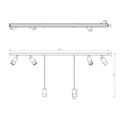 Lustr LINK 6xGU10/8W/230V 150 cm černá/mosaz
