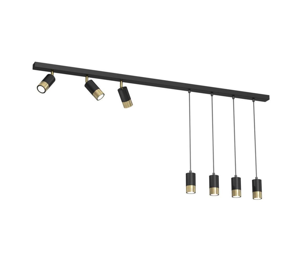 Luminex Lustr LINK 7xGU10/8W/230V 150 cm černá/mosaz LU3887
