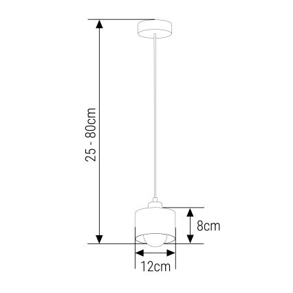 Lustr na lanku 1xE27/35W/230V pr. 12 cm černá/zlatá