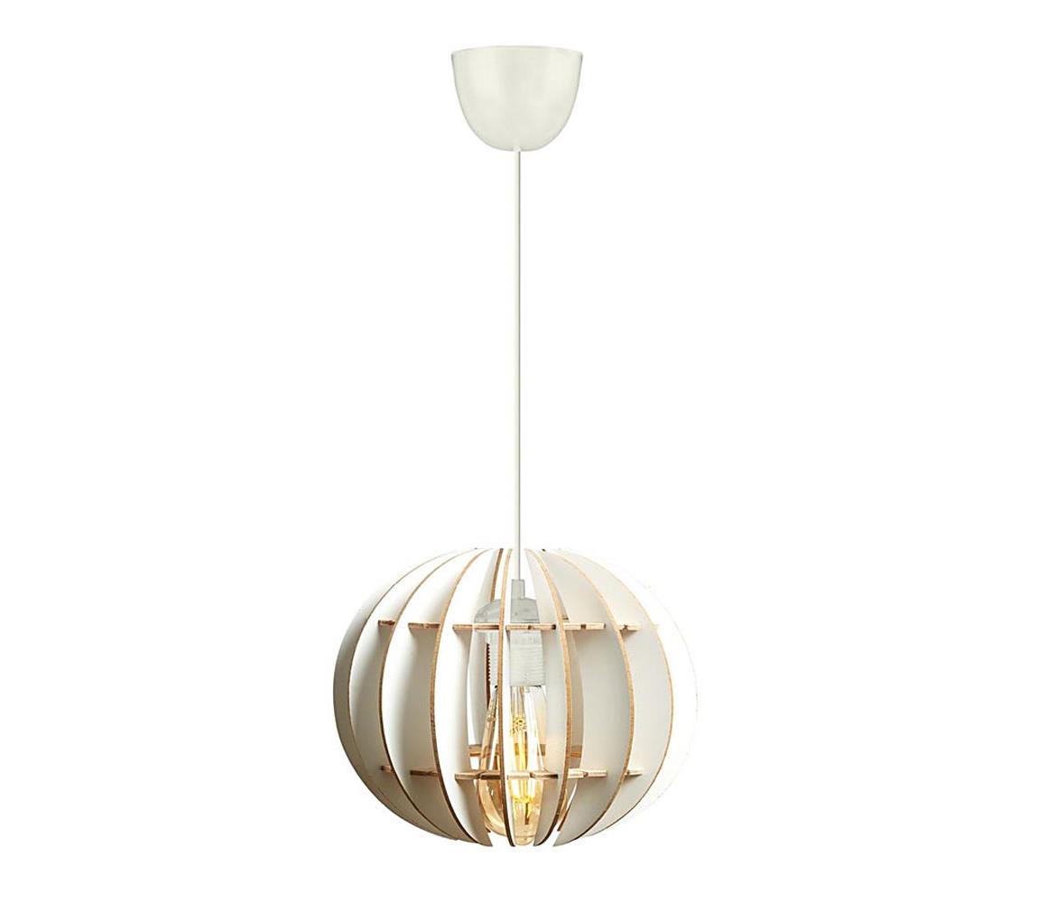 Asir Lustr na lanku 1xE27/60W/230V bílá pr. 20 cm dřevo AS0392