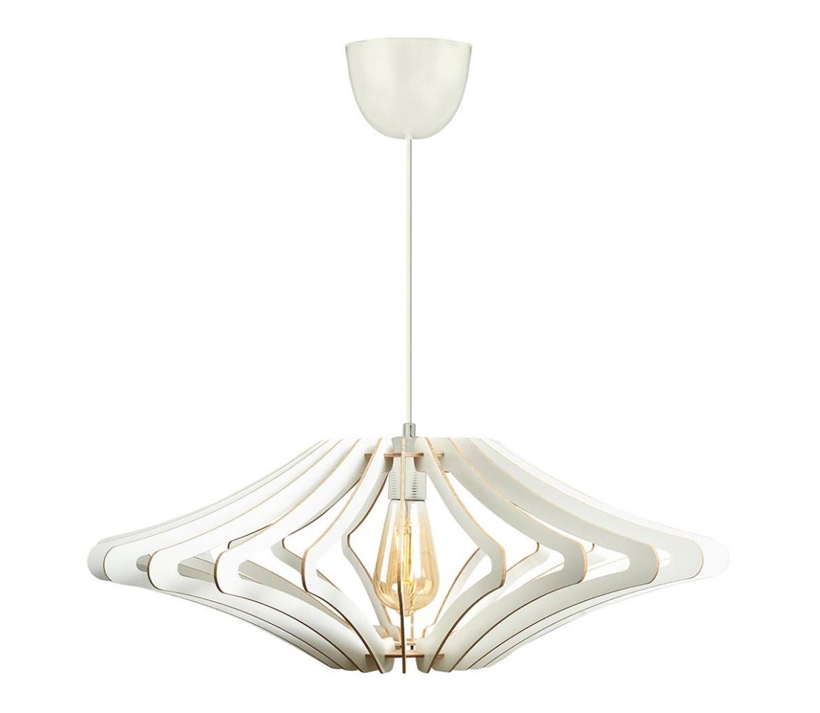 Asir Lustr na lanku 1xE27/60W/230V bílá pr. 47 cm dřevo AS0405