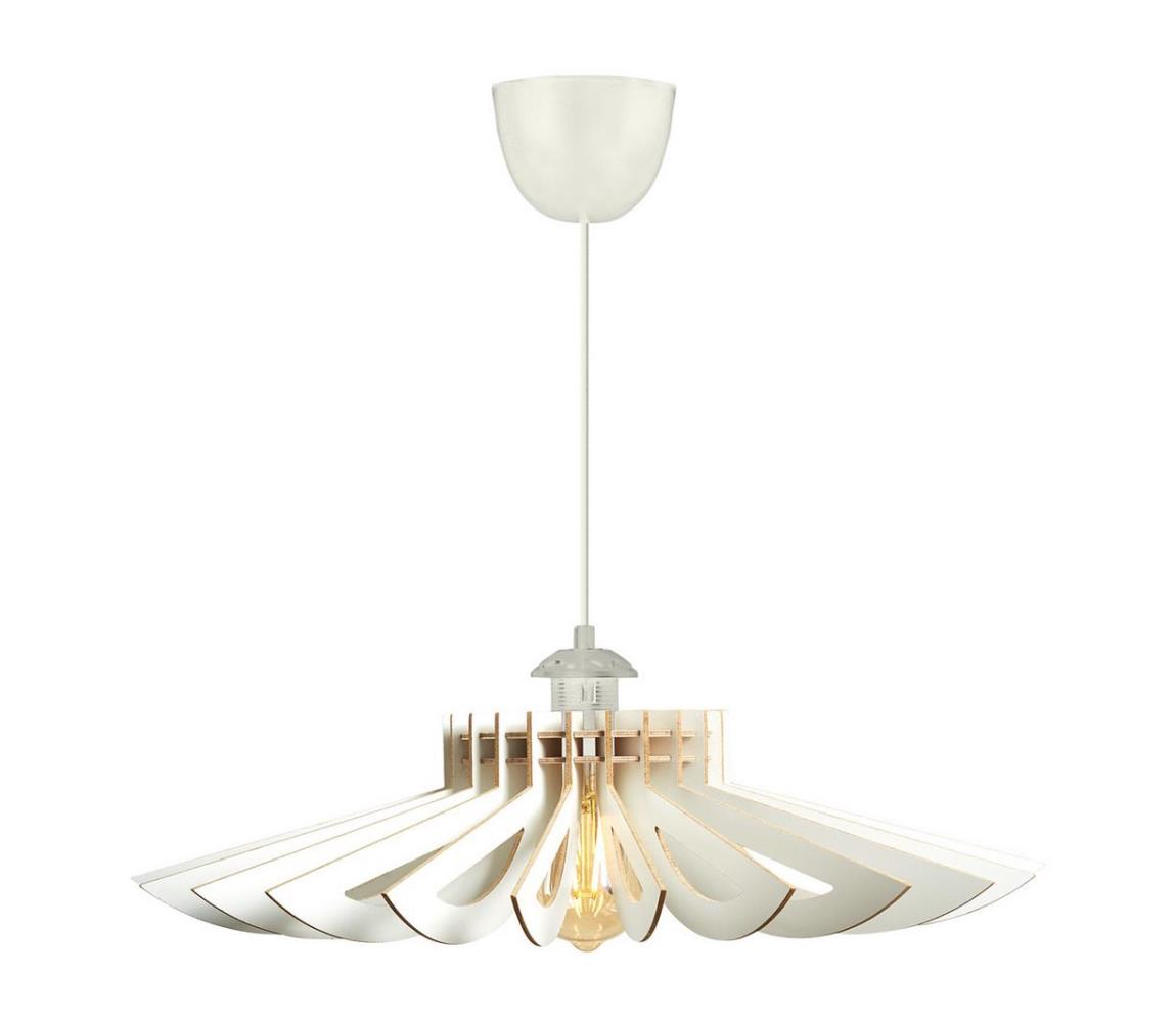 Asir Lustr na lanku 1xE27/60W/230V bílá pr. 68 cm dřevo AS0265