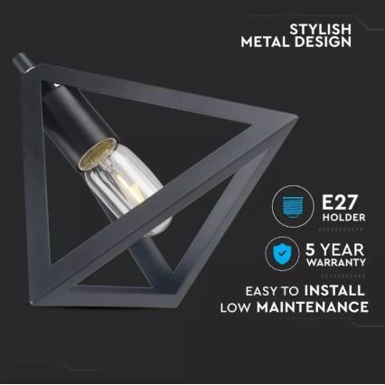 Lustr na lanku 1xE27/60W/230V černá