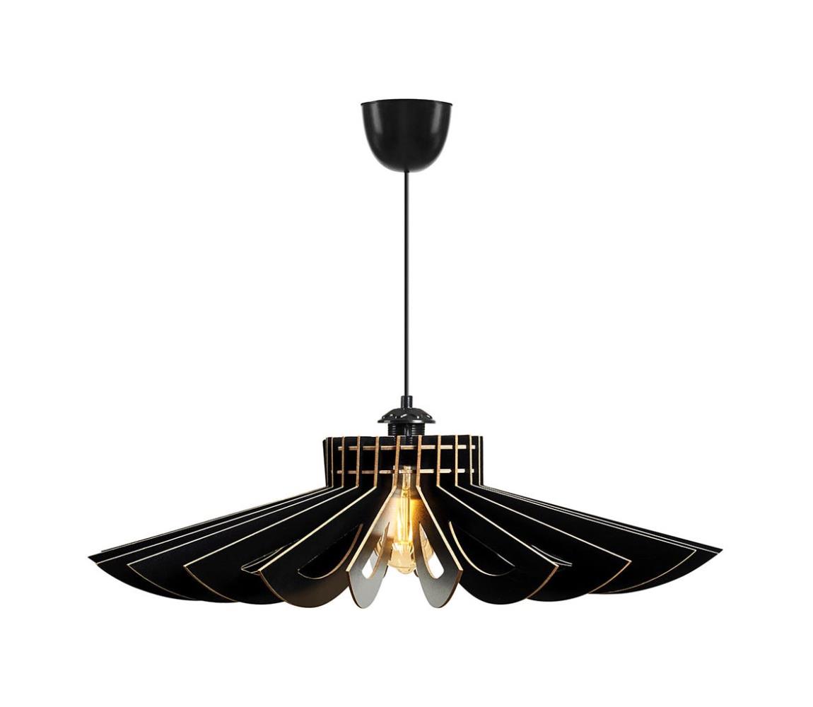 Asir Lustr na lanku 1xE27/60W/230V černá pr. 52 cm dřevo AS0401