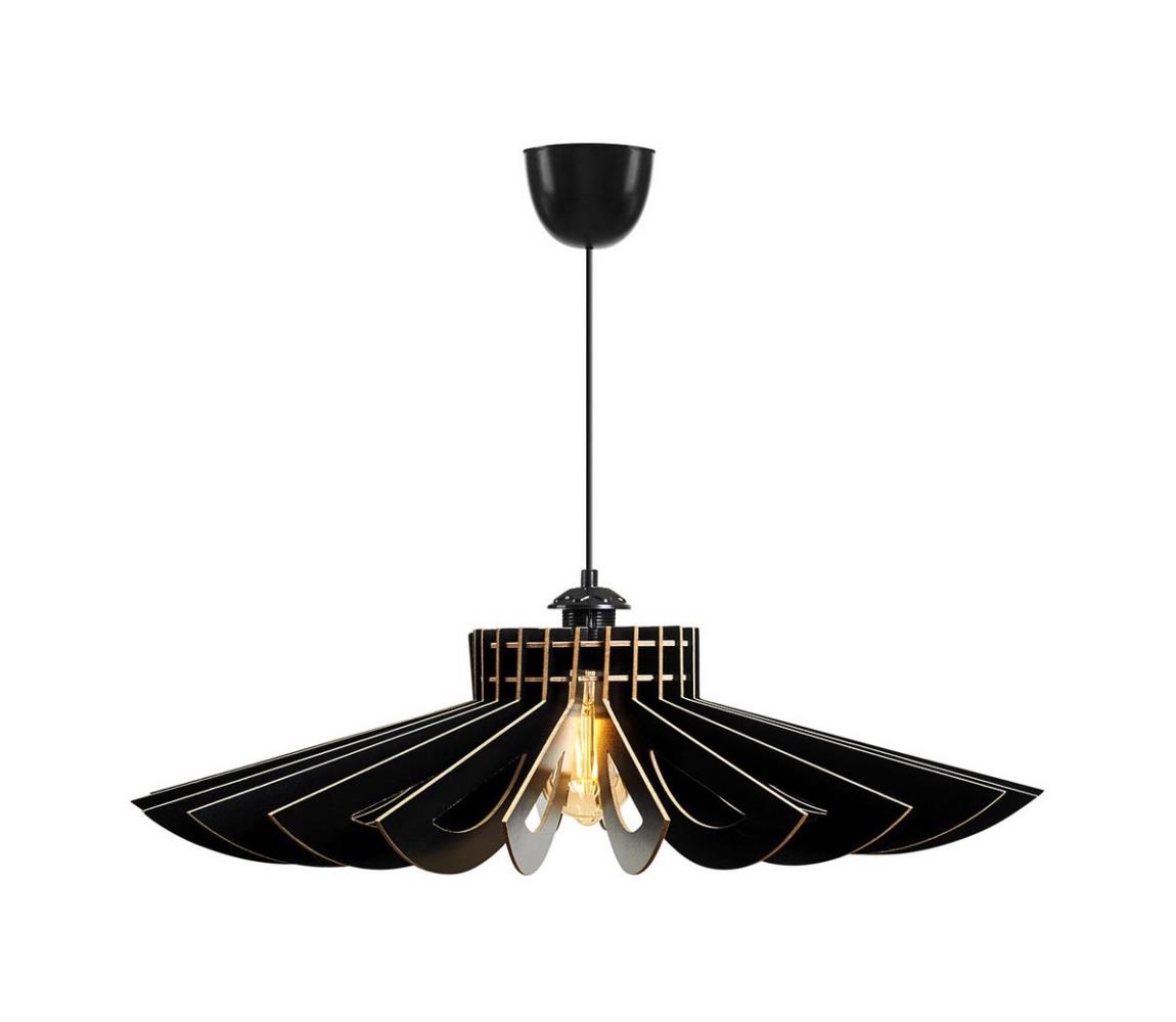 Asir Lustr na lanku 1xE27/60W/230V černá pr. 68 cm dřevo AS0266
