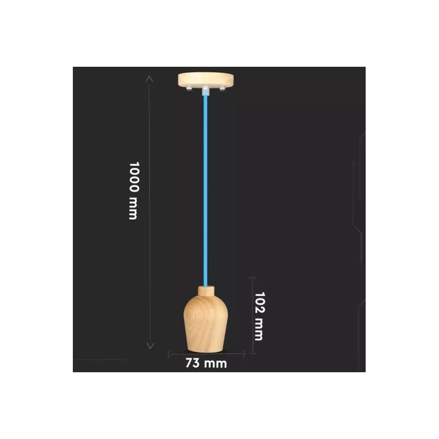 Lustr na lanku 1xE27/60W/230V modrá