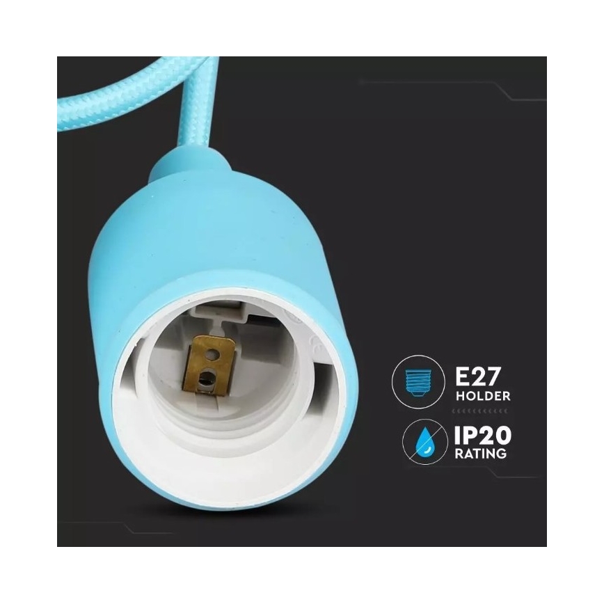 Lustr na lanku 1xE27/60W/230V modrá