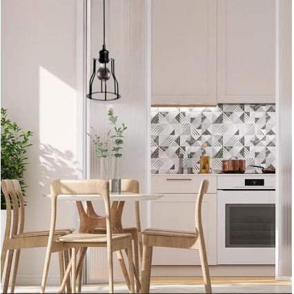 Lustr na lanku 1xE27/60W/230V pr. 15 cm černá