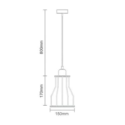 Lustr na lanku 1xE27/60W/230V pr. 15 cm černá