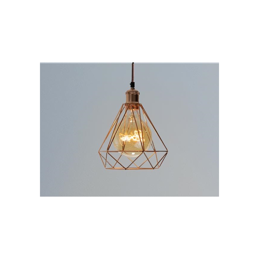 Lustr na lanku 1xE27/60W/230V pr. 22 cm měď
