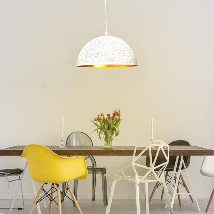 Lustr na lanku 1xE27/60W/230V pr. 30 cm bílá