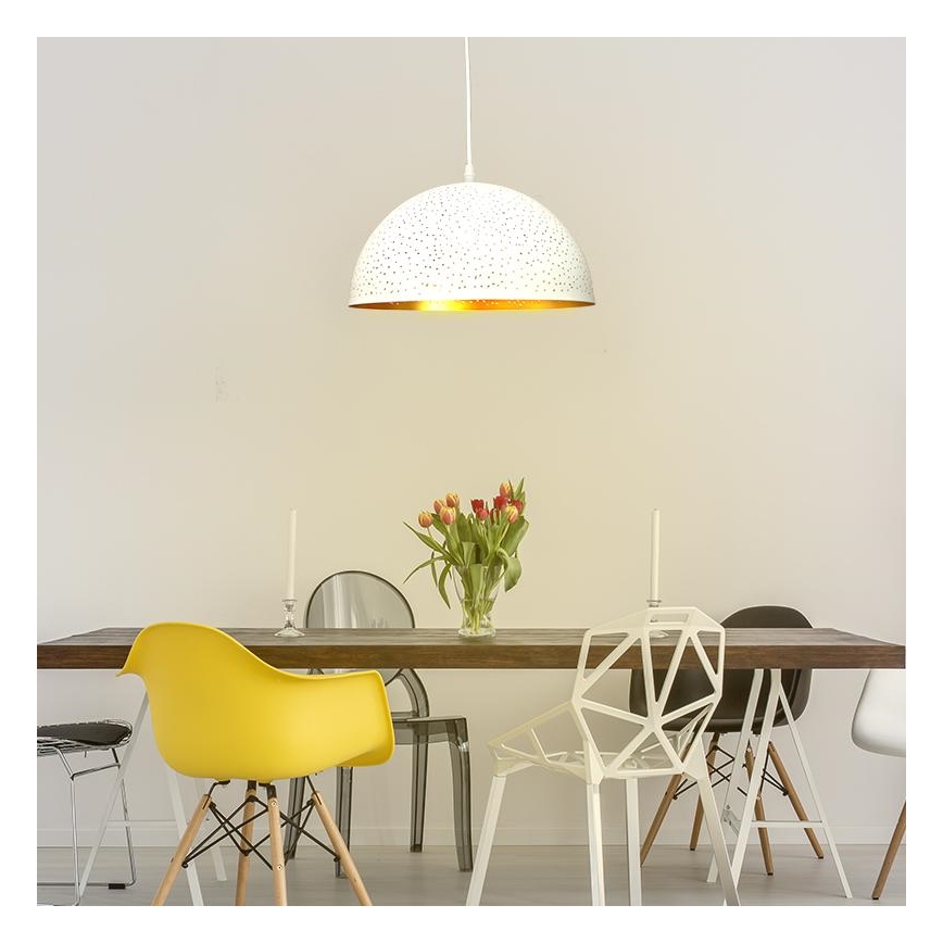 Lustr na lanku 1xE27/60W/230V pr. 30 cm bílá