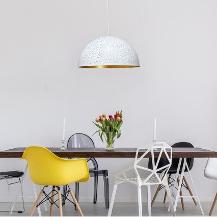 Lustr na lanku 1xE27/60W/230V pr. 30 cm bílá