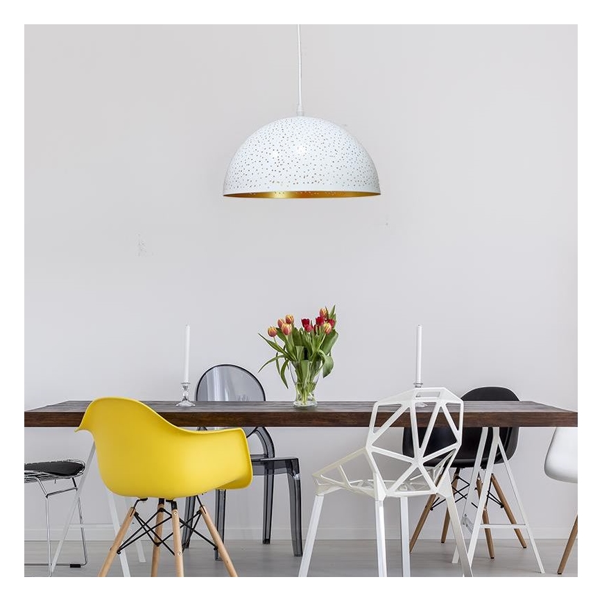 Lustr na lanku 1xE27/60W/230V pr. 30 cm bílá