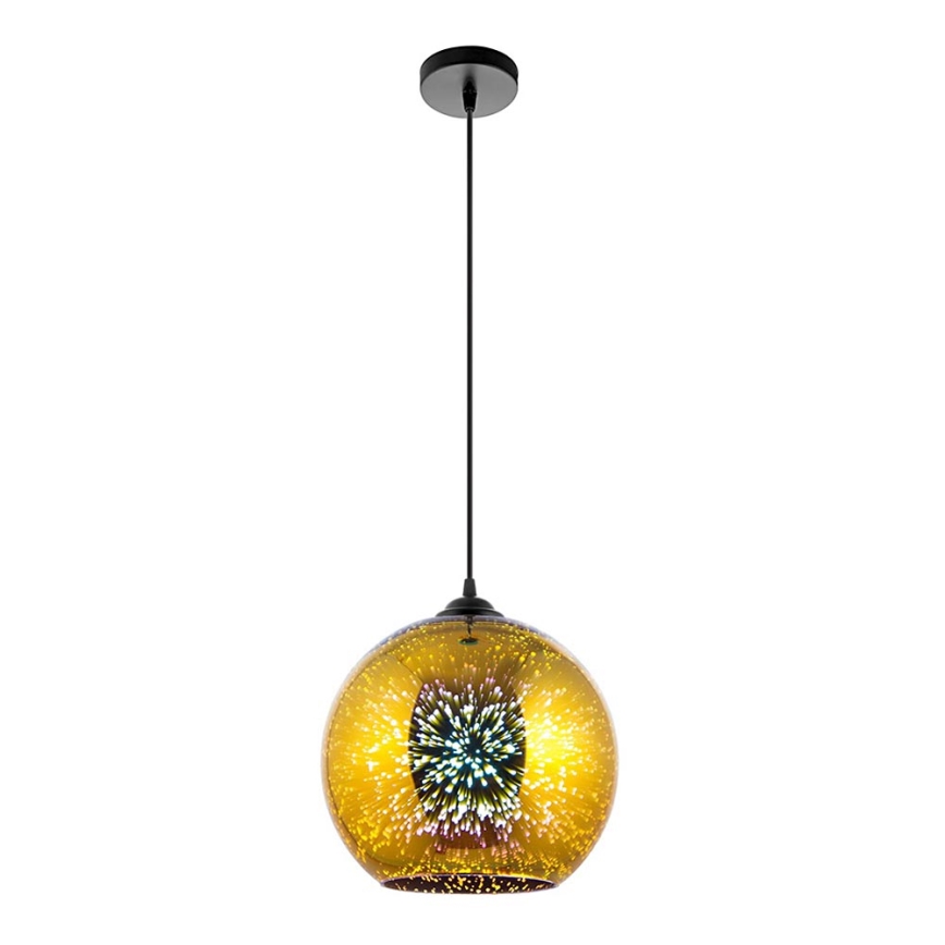 Lustr na lanku 1xE27/60W/230V pr. 30 cm zlatá