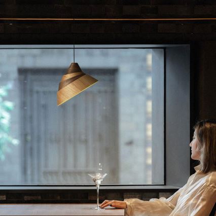 Lustr na lanku 1xE27/60W/230V pr. 33 cm masiv/dub/ořech/kaučukovník