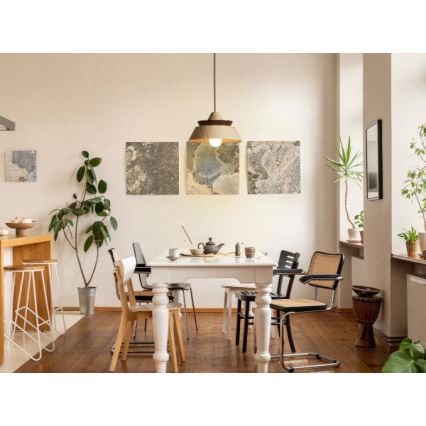 Lustr na lanku 1xE27/60W/230V pr. 33 cm masiv/dub/ořech/kaučukovník