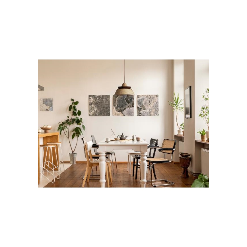 Lustr na lanku 1xE27/60W/230V pr. 33 cm masiv/dub/ořech/kaučukovník