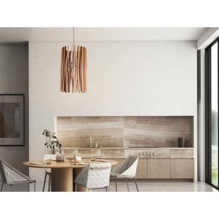 Lustr na lanku 1xE27/60W/230V pr. 38 cm masiv/jasan/kaučukovník