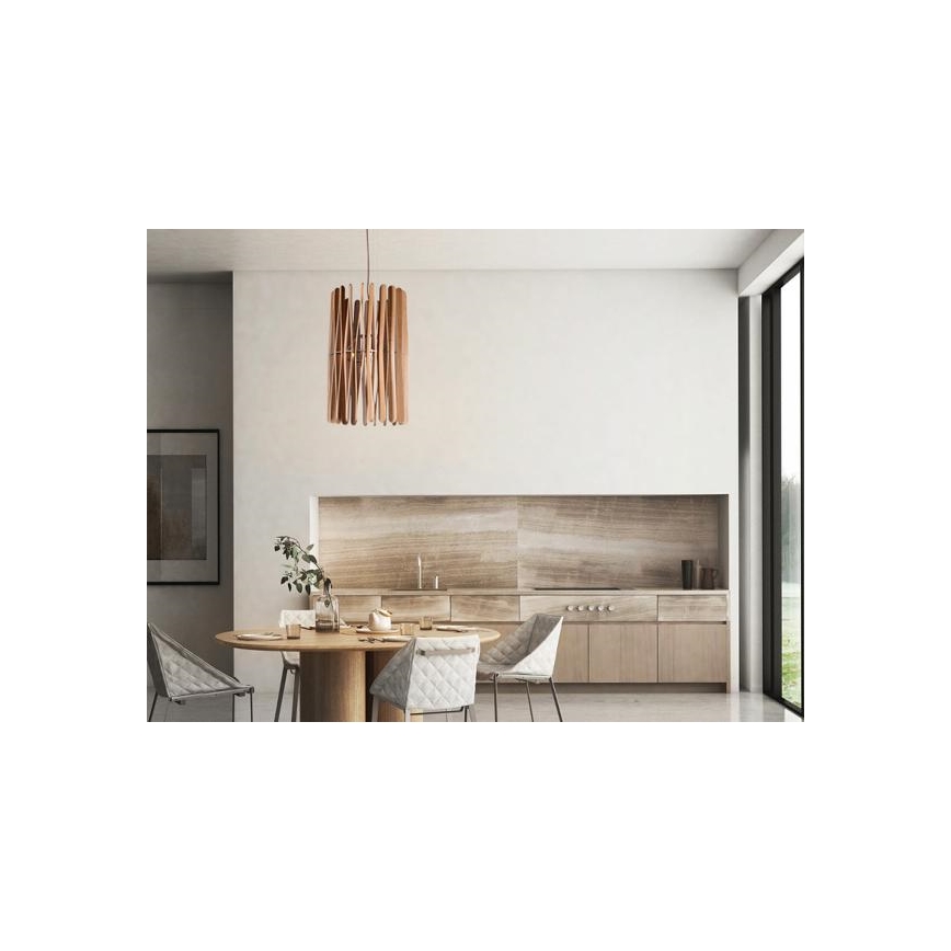 Lustr na lanku 1xE27/60W/230V pr. 38 cm masiv/jasan/kaučukovník