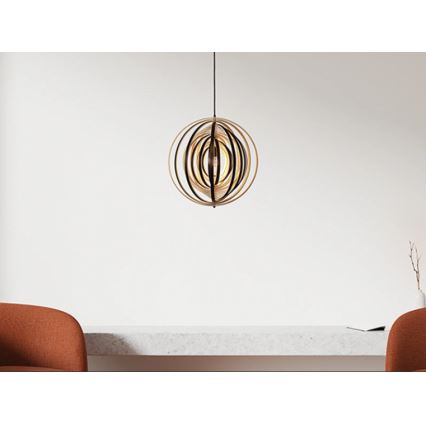 Lustr na lanku 1xE27/60W/230V pr. 43,5 cm masiv/dýha/kaučukovník