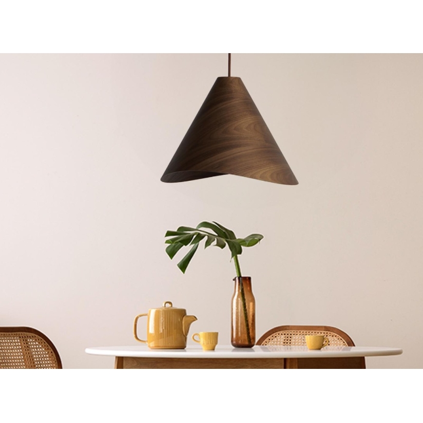 Lustr na lanku 1xE27/60W/230V pr. 45 cm masiv/ořech/kaučukovník