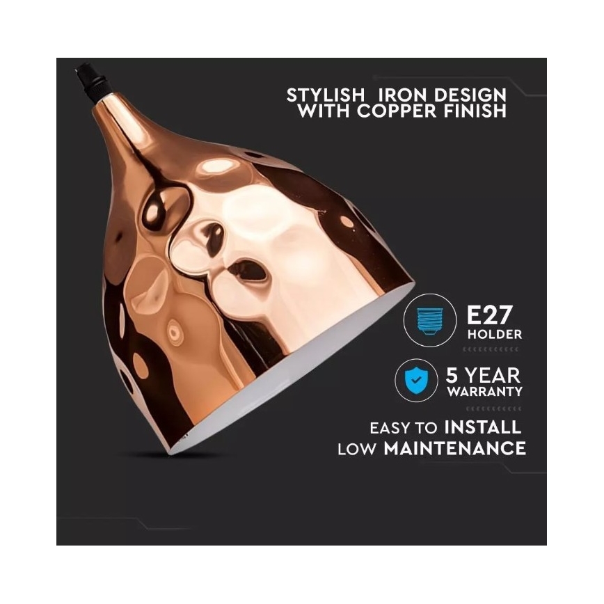 Lustr na lanku 1xE27/60W/230V rosegold