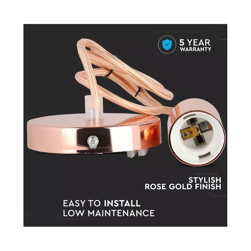 Lustr na lanku 1xE27/60W/230V rosegold