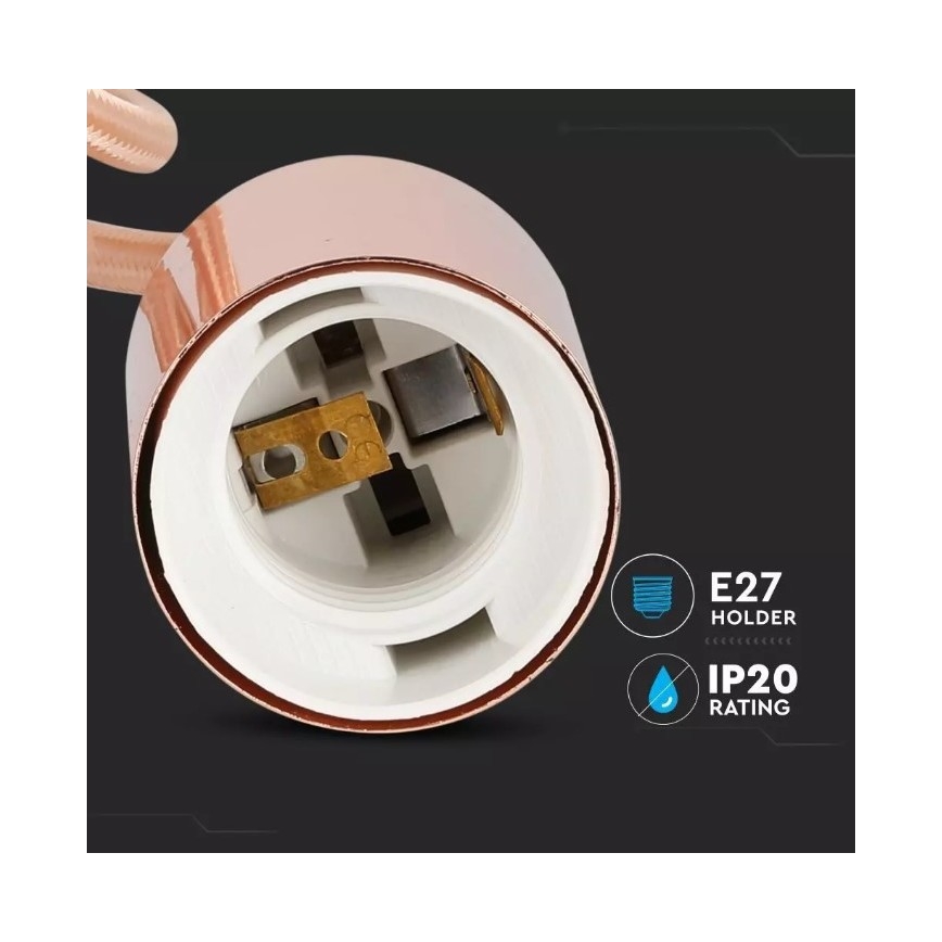 Lustr na lanku 1xE27/60W/230V rosegold
