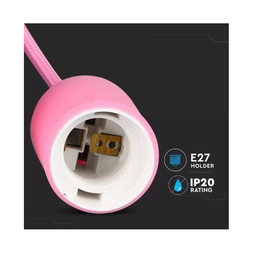 Lustr na lanku 1xE27/60W/230V růžová