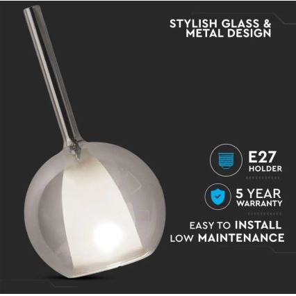 Lustr na lanku 1xE27/60W/230V šedá