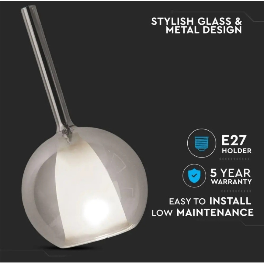 Lustr na lanku 1xE27/60W/230V šedá