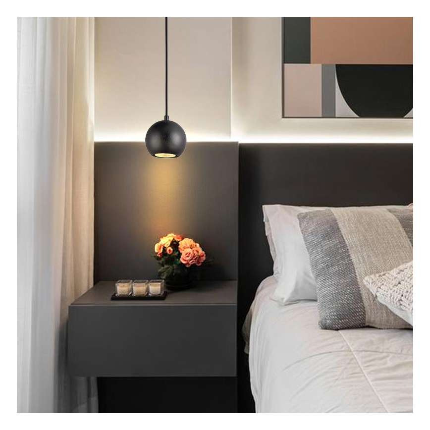 Lustr na lanku 1xGU10/10W/230V jasan/masiv černá