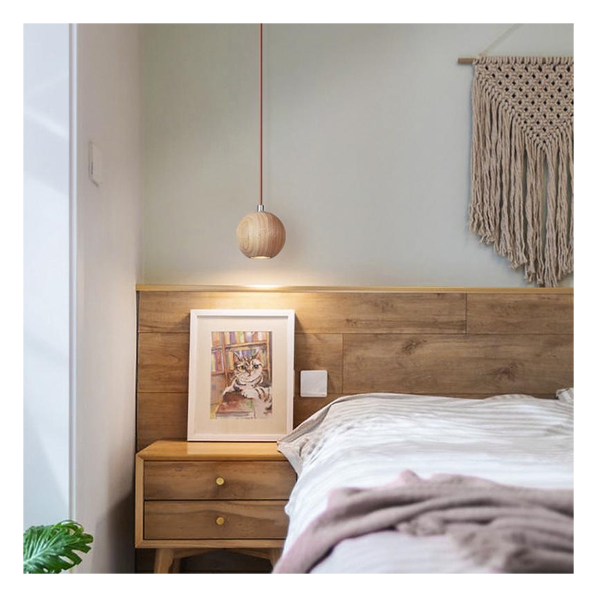 Lustr na lanku 1xGU10/10W/230V jasan/masiv hnědá