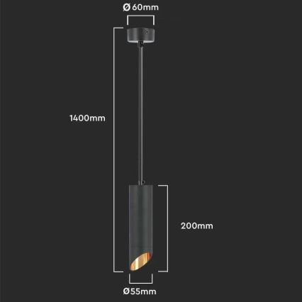 Lustr na lanku 1xGU10/35W/230V 20 cm černá