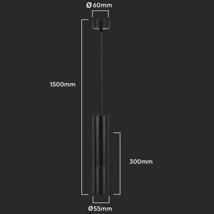 Lustr na lanku 1xGU10/35W/230V 30 cm černá