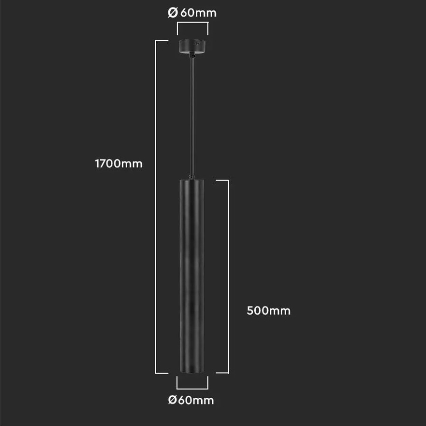 Lustr na lanku 1xGU10/35W/230V 50 cm černá