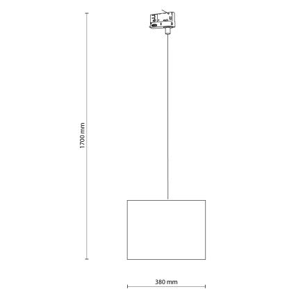 Lustr na lanku do 3-fázového lištového systému TRACER 1xE27/15W/230V pr. 38 cm černá/bílá