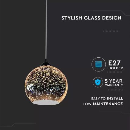 Lustr na lanku 3D 1xE27/60W/230V