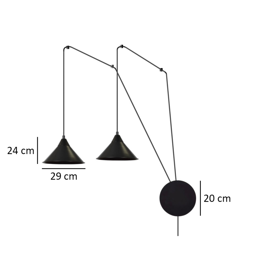Lustr na lanku ABRAMO 2xE27/15W/230V černá