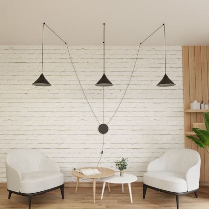 Lustr na lanku ABRAMO 3xE27/15W/230V černá
