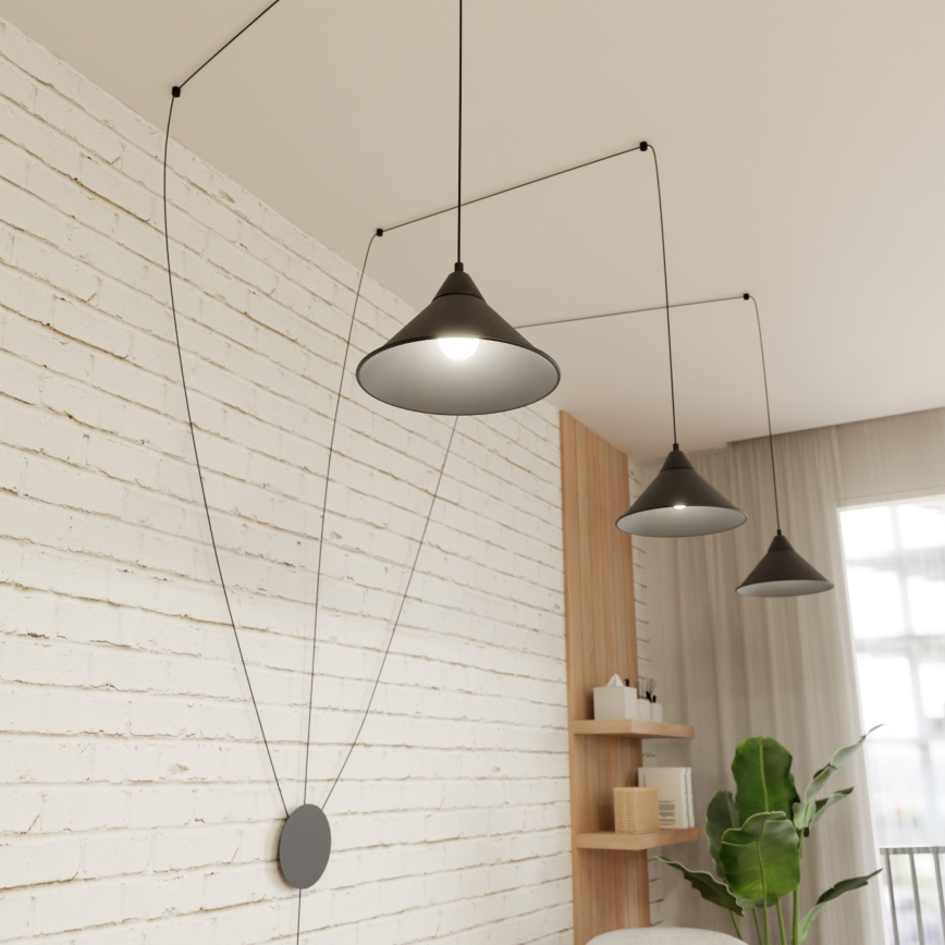 Lustr na lanku ABRAMO 3xE27/15W/230V černá