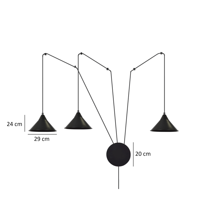 Lustr na lanku ABRAMO 3xE27/15W/230V černá