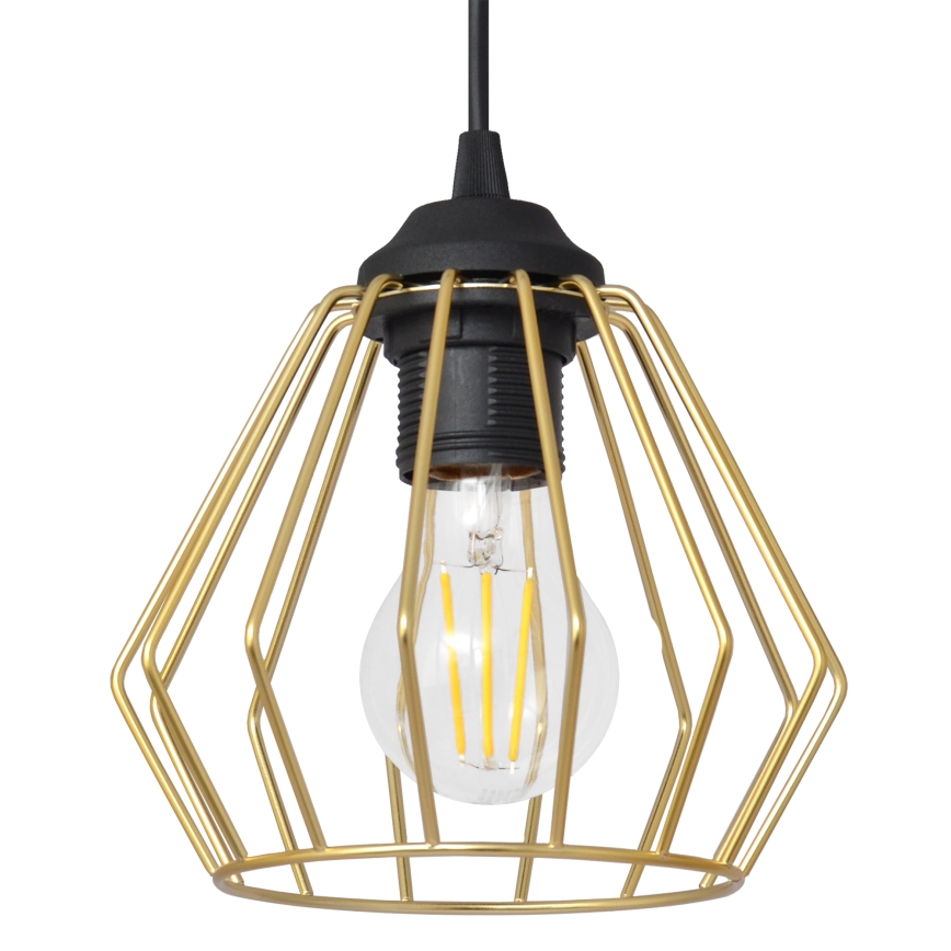 Lustr na lanku AGAT 1xE27/15W/230V zlatá/černá